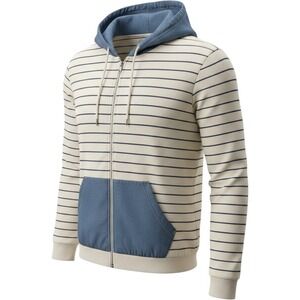 Hoodie Jacket Eddie Bauer Lightweight Full Zip‎ Summer Blue Striped Cotton XXL